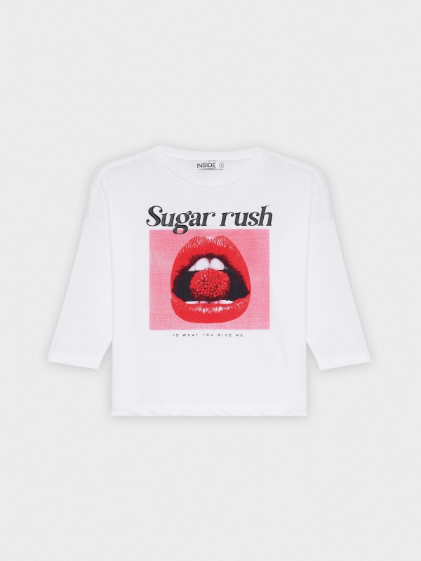  Camiseta crop Sugar Rush blanco vista frontal