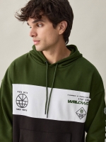 %Pto% Sudadera pint grafica con color block verde oscuro
