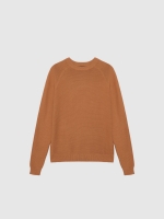 %Pto% Basic ribbed sweater dark brown front view