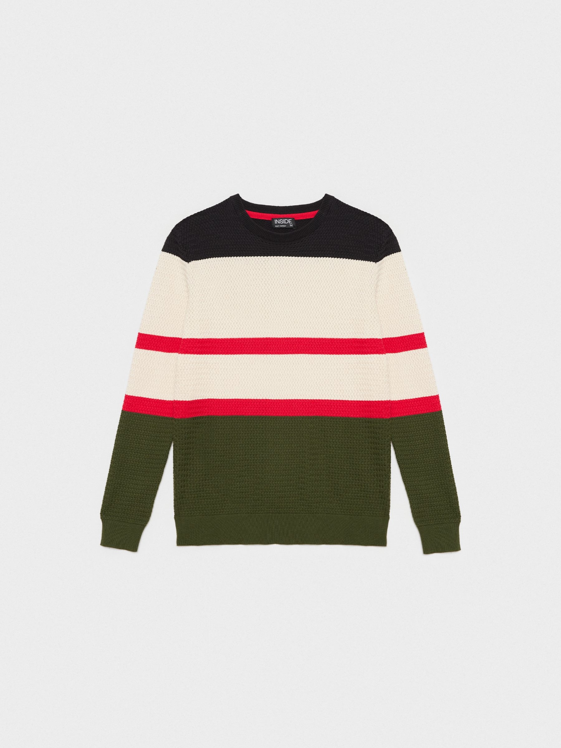 Regular sweater color block stripes black middle front view