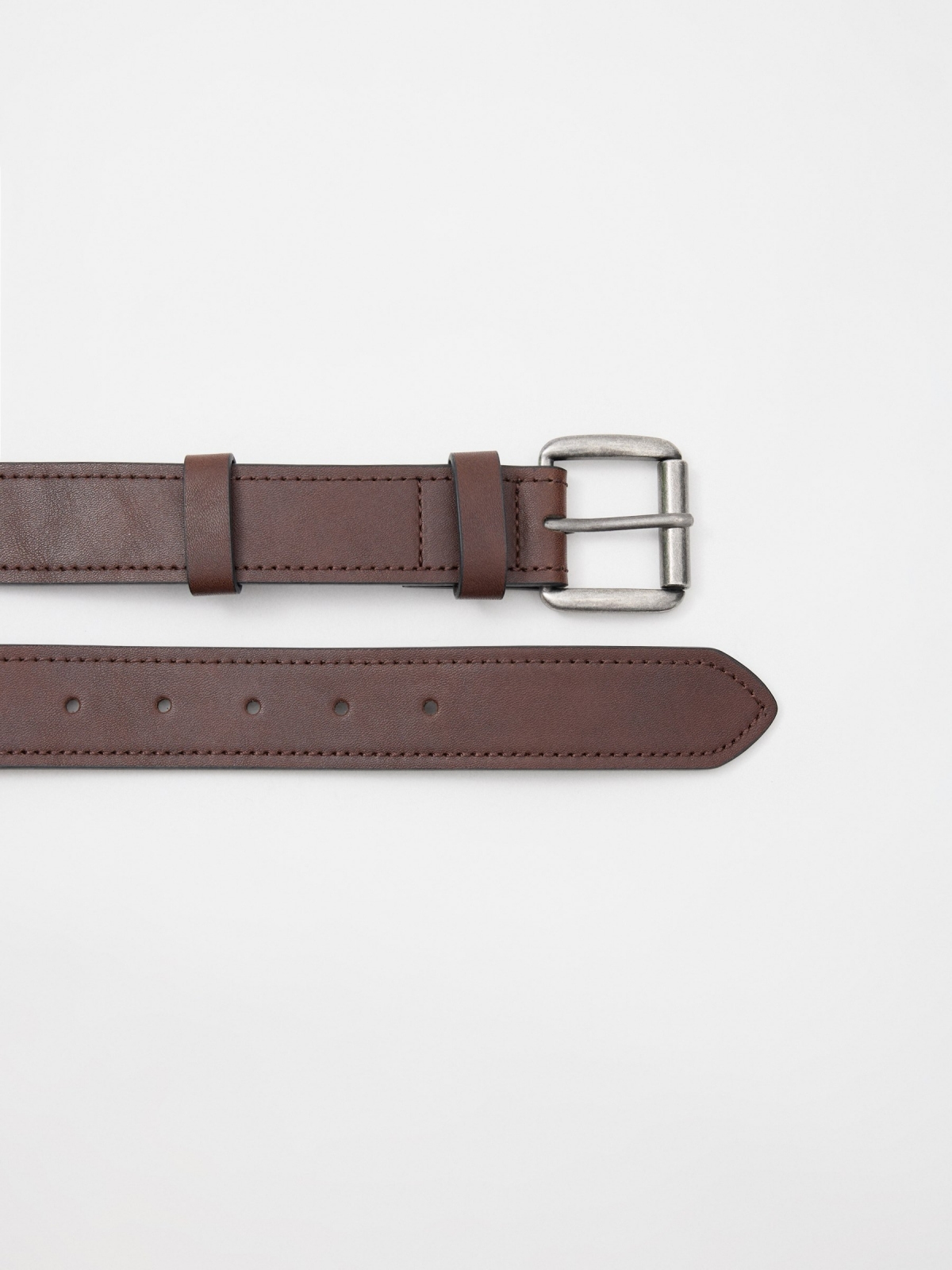 Brown leatherette belt brown detail view