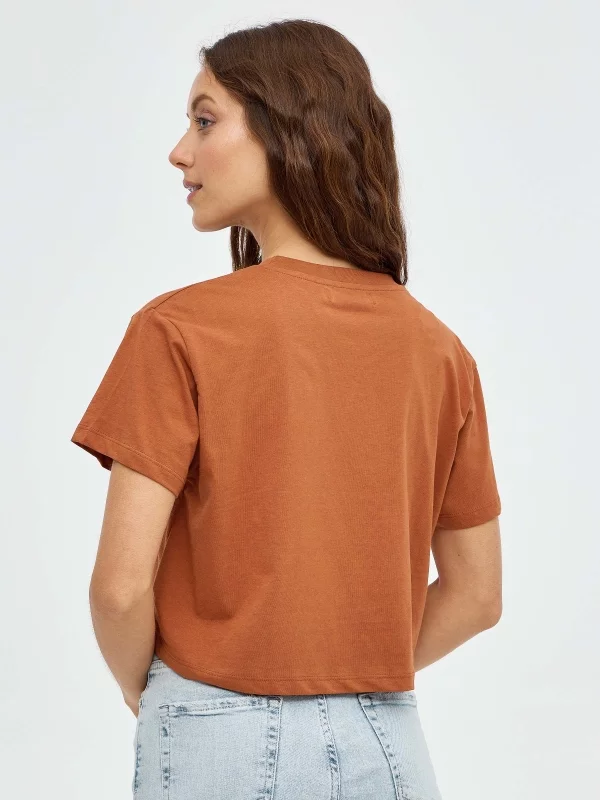 T-shirt crop Lousiana marrom vista meia traseira