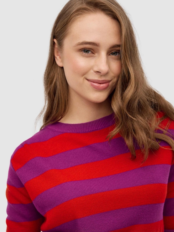 Camisola de corte às riscas multicolorido vista detalhe
