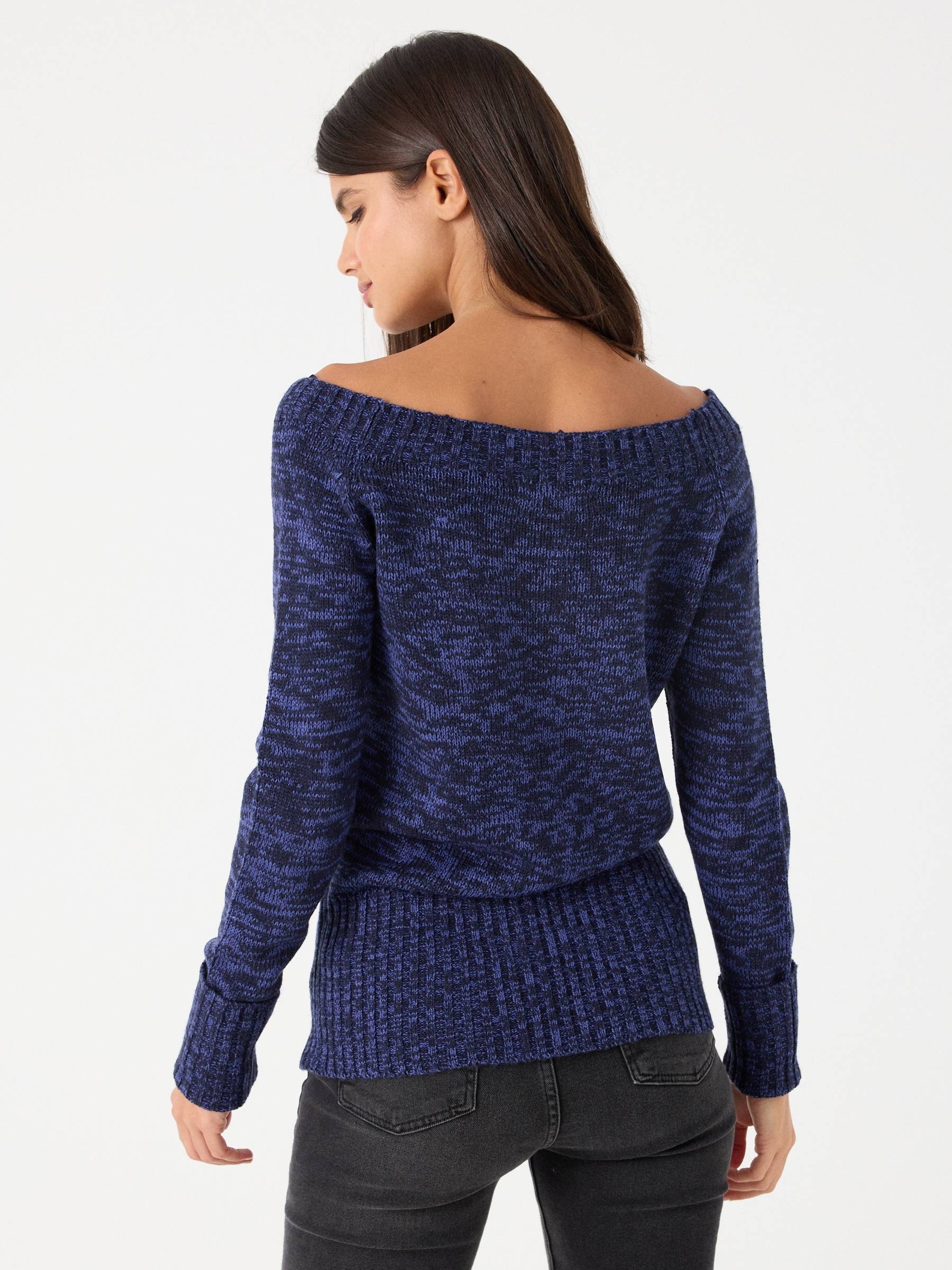 Jersey jaspeado cuello barco azul oscuro vista media frontal