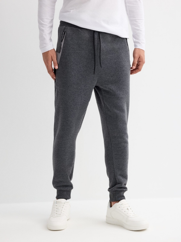 Jogger pants WRLDWD melange grey middle front view