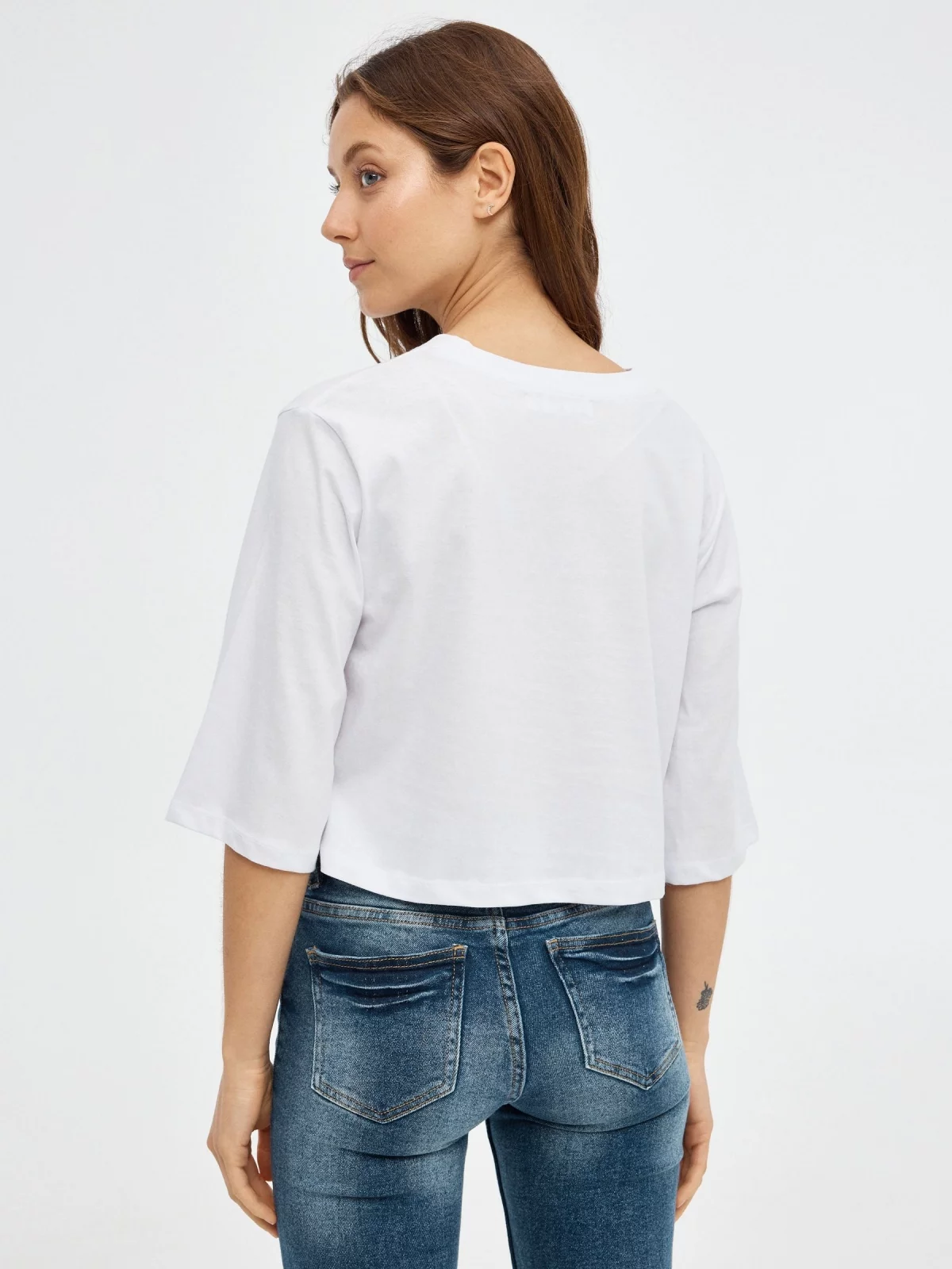 T-shirt Crop Camp branco vista meia traseira