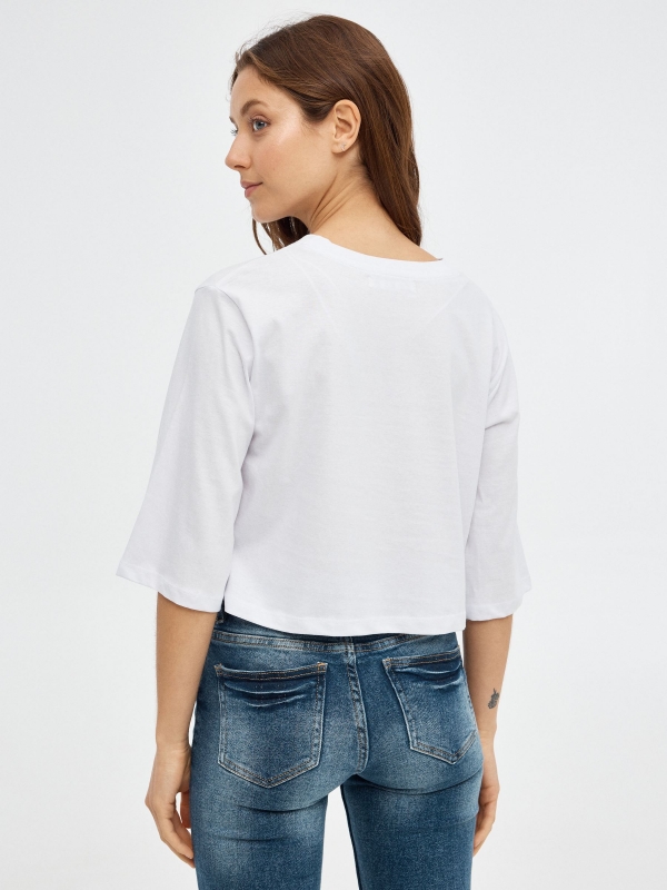 T-shirt Crop Camp branco vista meia traseira