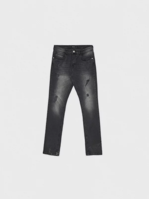  Calças de ganga slim pretas rasgadas preto