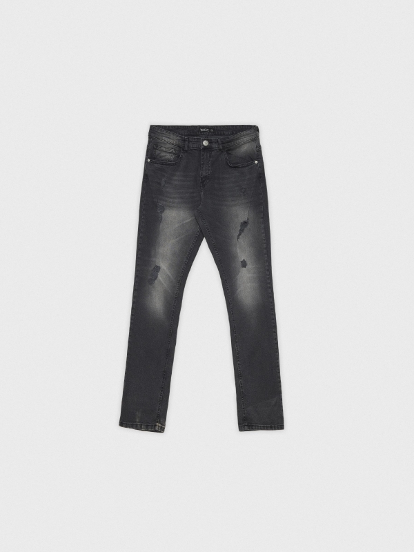  Jeans slim con rotos negros negro