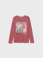 %Pto% T-shirt com print de fotografia vermelho
