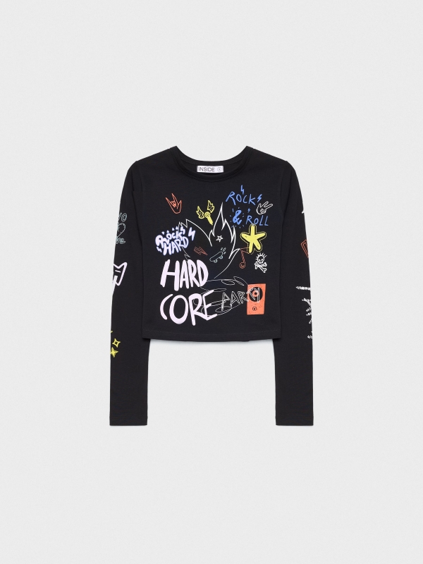  Camiseta slim Hard Core negro vista frontal