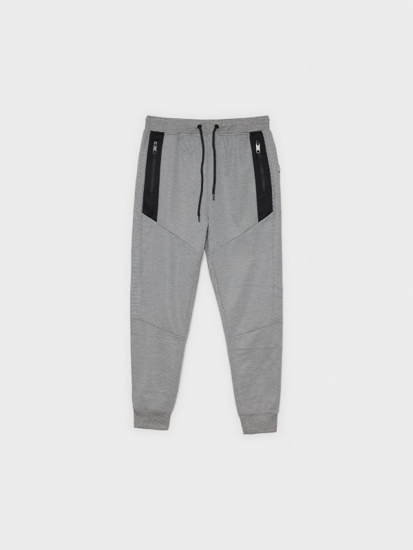  Textured jogger pants light grey front view