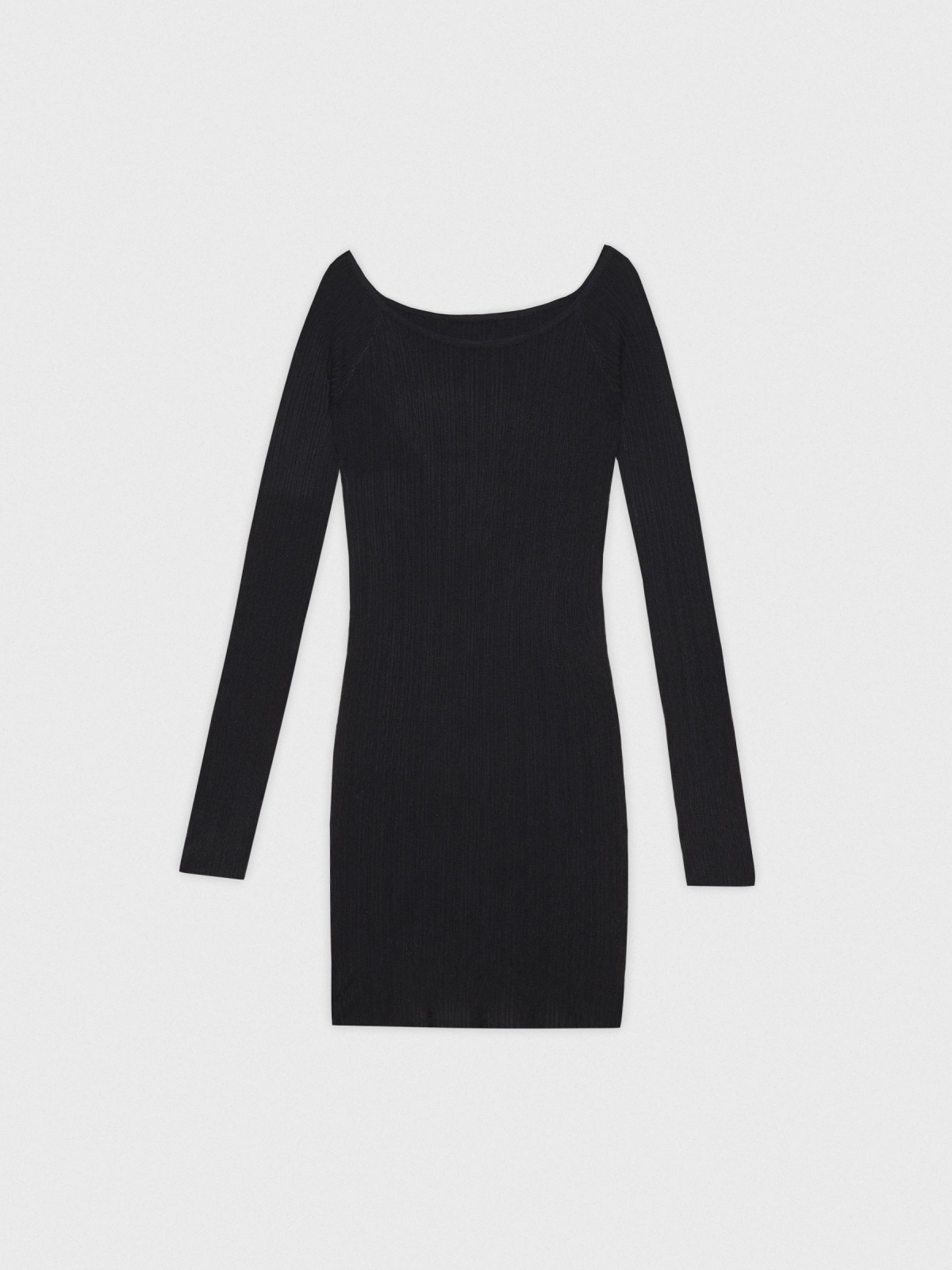 Mini boat neck dress black detail view