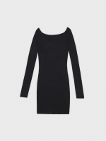 %Pto% Vestido mini cuello de barco negro vista frontal