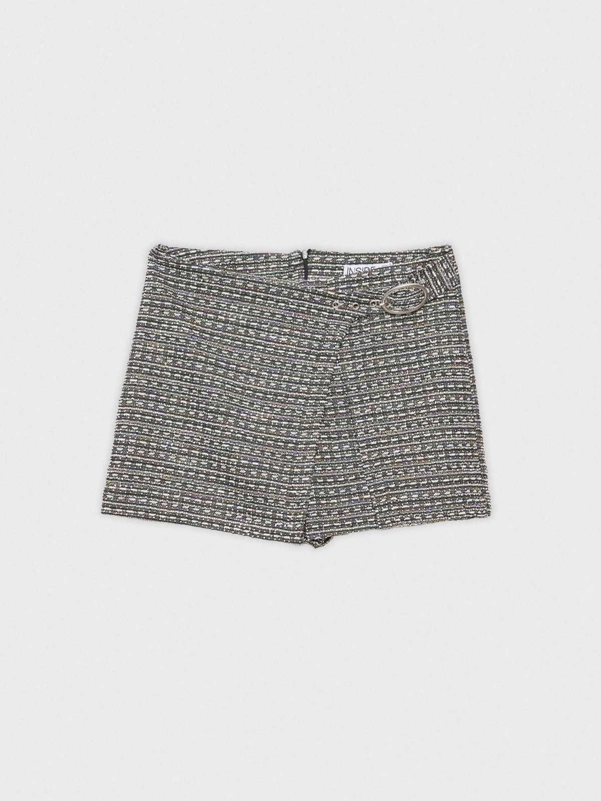 Tweed skort with buckle black detail view