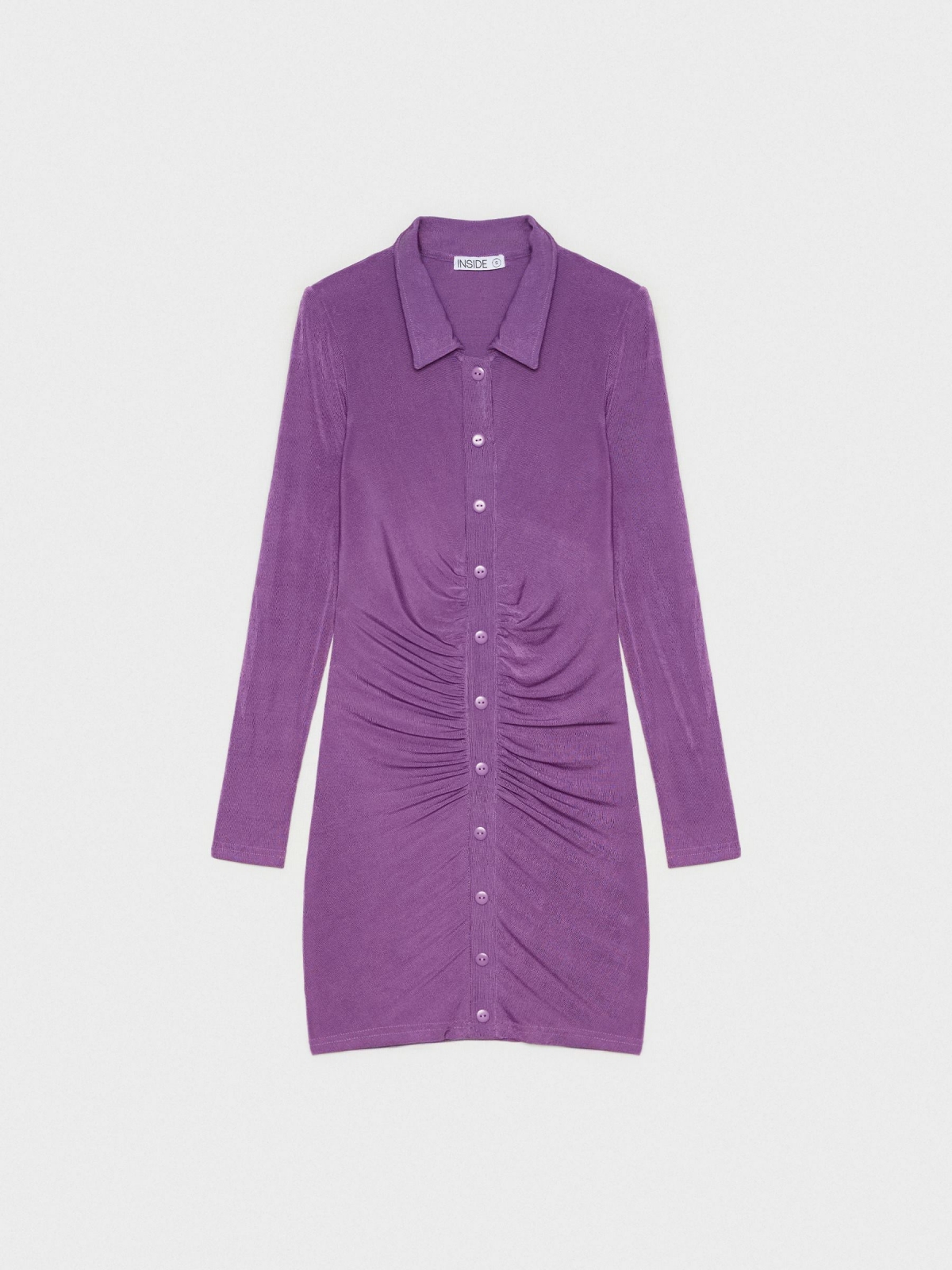  Mini dress with placket closure aubergine front view