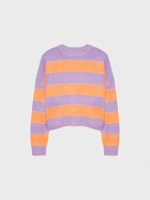%Pto% Oversized striped crop sweater lilac front view