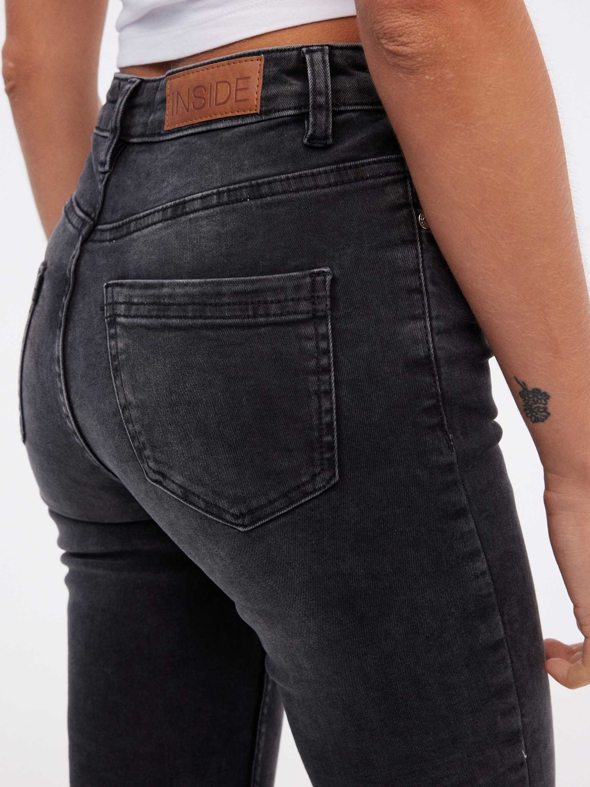 Calças de ganga skinny básicas pretas preto vista detalhe