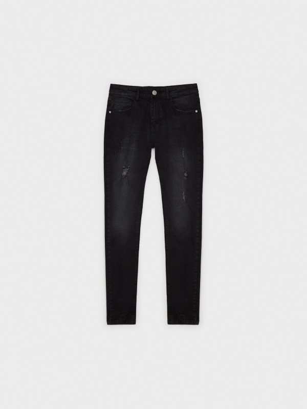 Jeans super slim basic negro vista detalle