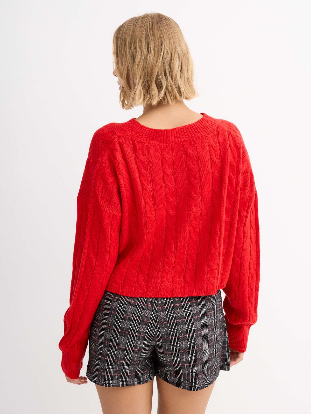 Eights sweater deep red middle back view