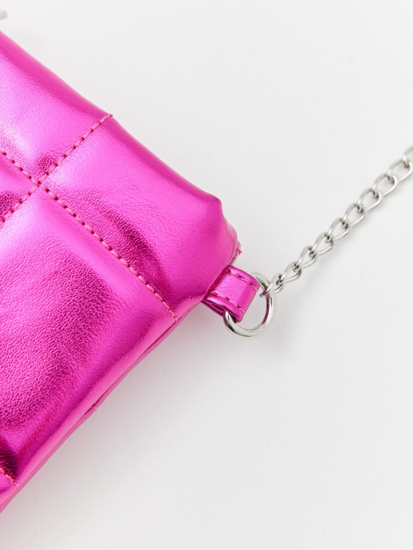 Quilted leatherette bag with quilted effect violet 45º side view