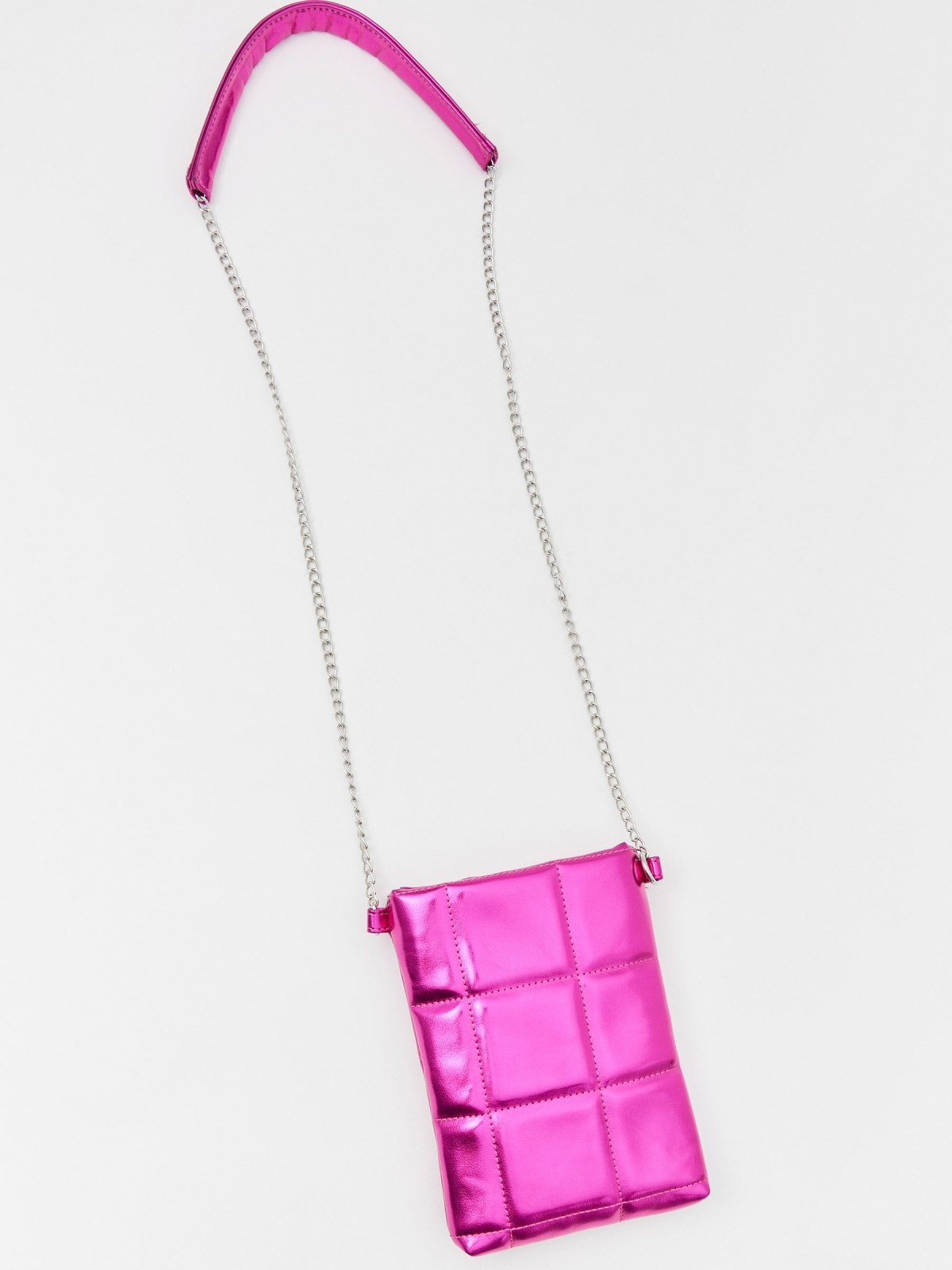 Quilted leatherette bag with quilted effect violet detail view