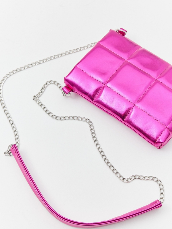 Quilted leatherette bag with quilted effect violet detail view