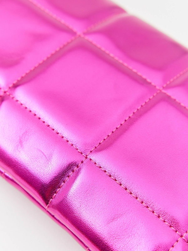 Quilted leatherette bag with quilted effect violet detail view