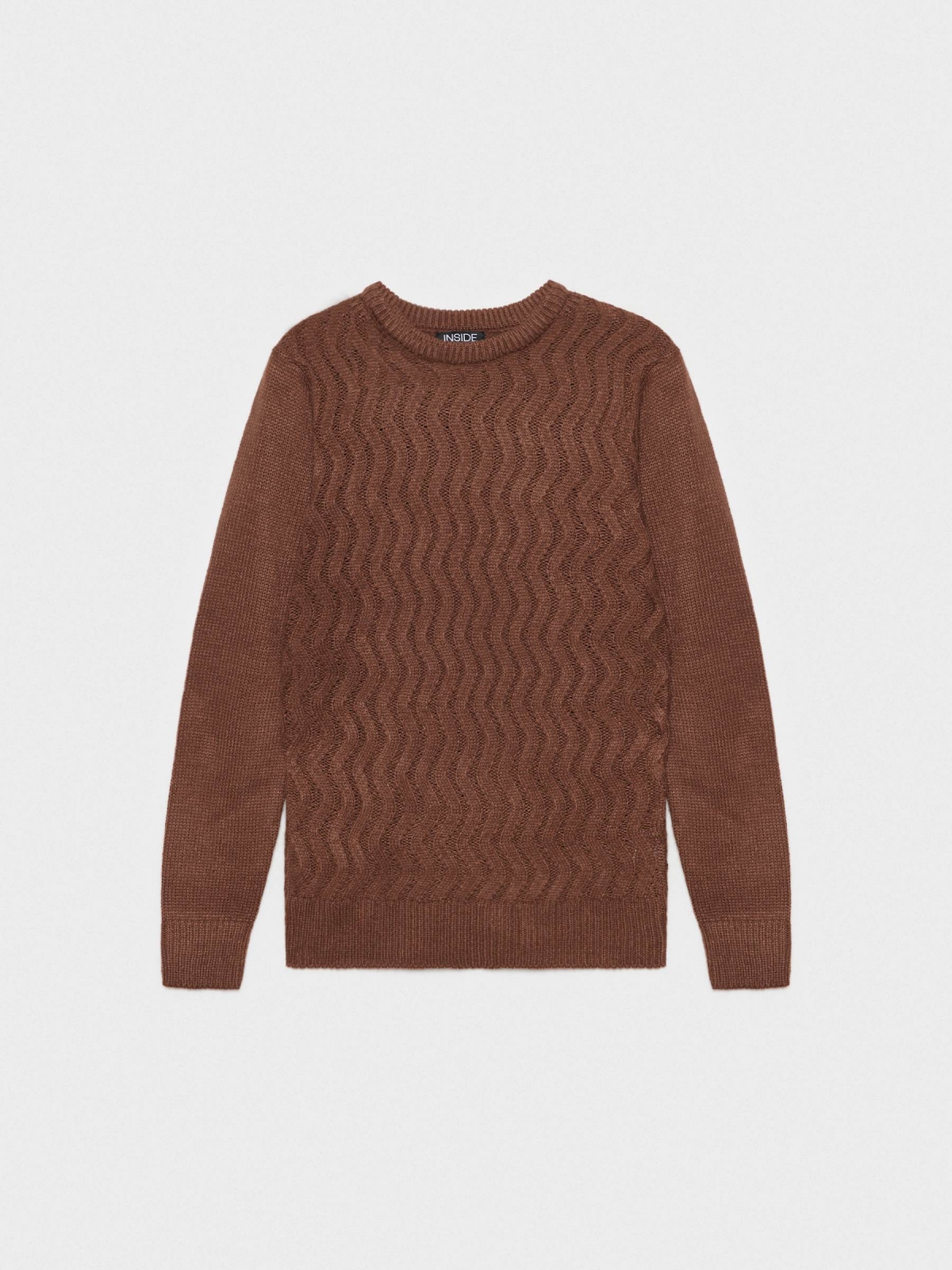  Ribbed jumper chocolate front view