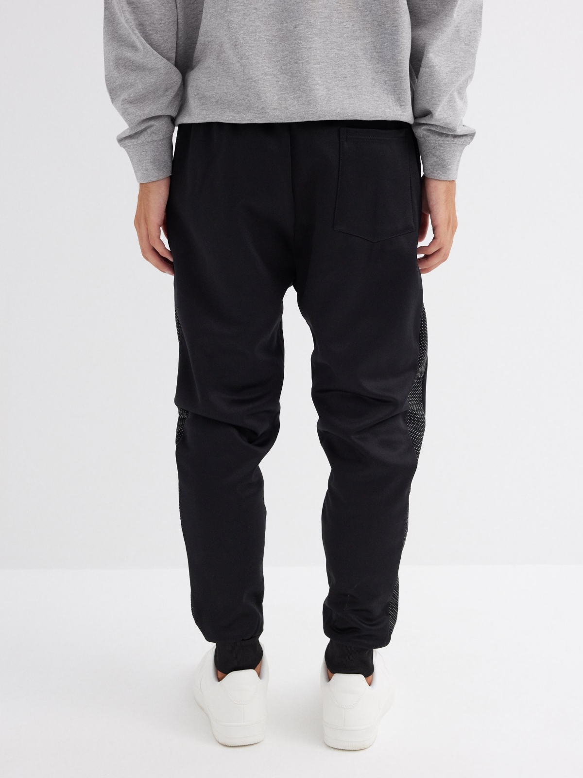 Jogger pants with contrast pockets black middle back view