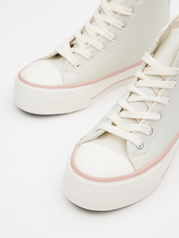 Boot-type sneaker with platform beige detail view