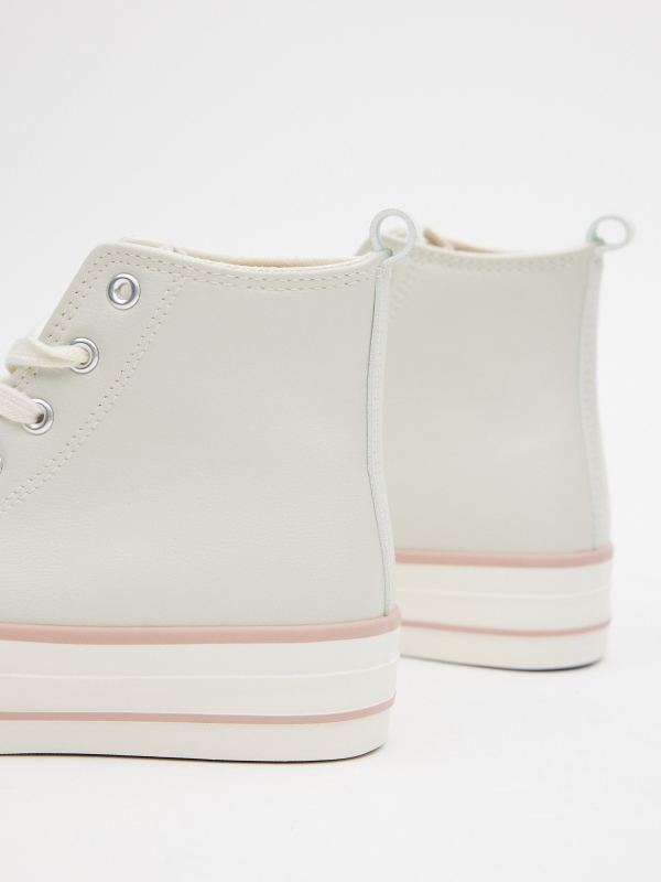 Boot-type sneaker with platform beige detail view