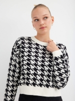 %Pto% Houndstooth jacquard jumper black