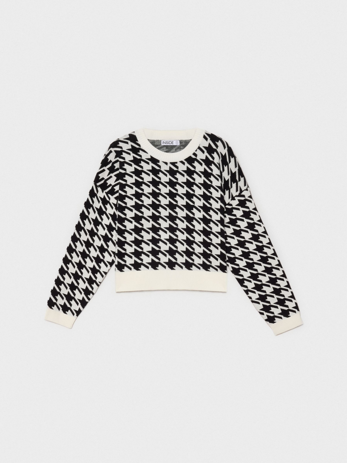 Houndstooth jacquard jumper black detail view