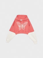%Pto% Sudadera crop print mariposa rojo
