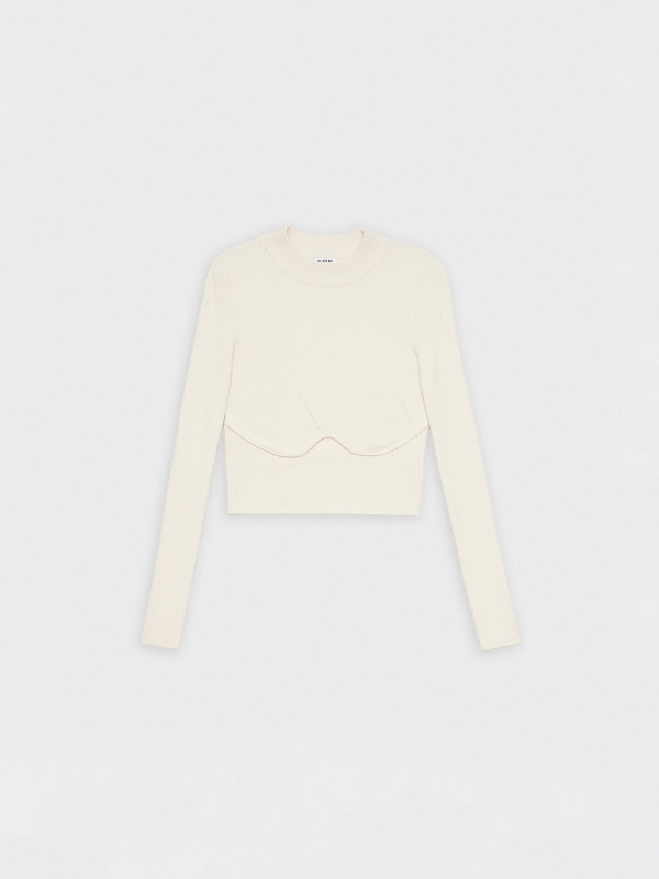 Perkins crop cut out sweater beige detail view