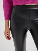 %Pto% Leggings de couro falso preto