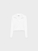 %Pto% T-shirt com gola polo off white vista frontal