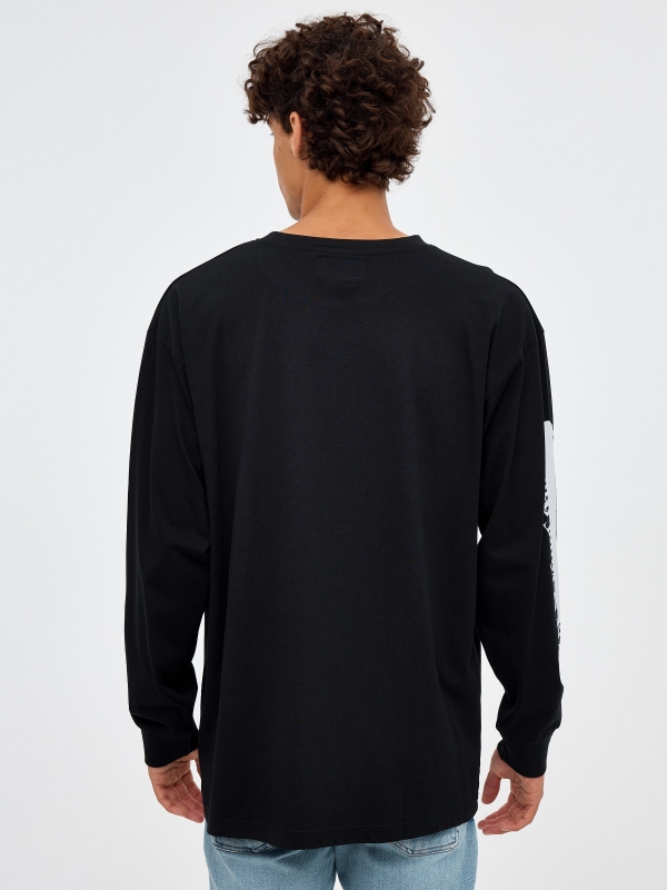 City print T-shirt black middle back view