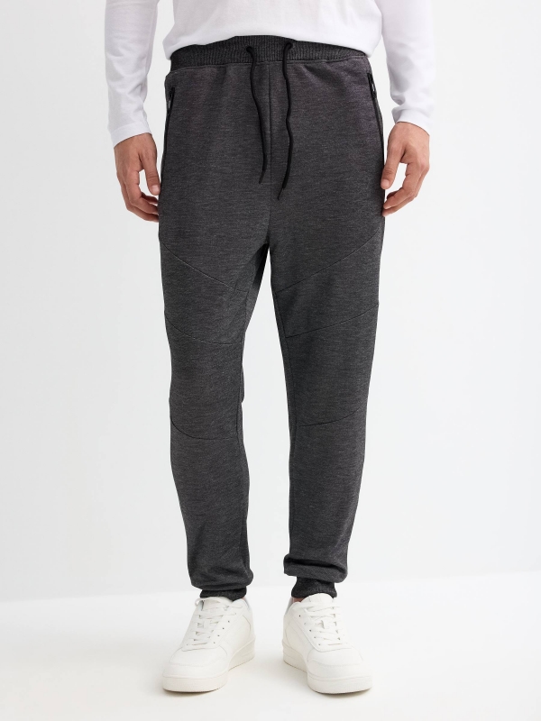 Pantalón jogger sporty negro vista media frontal