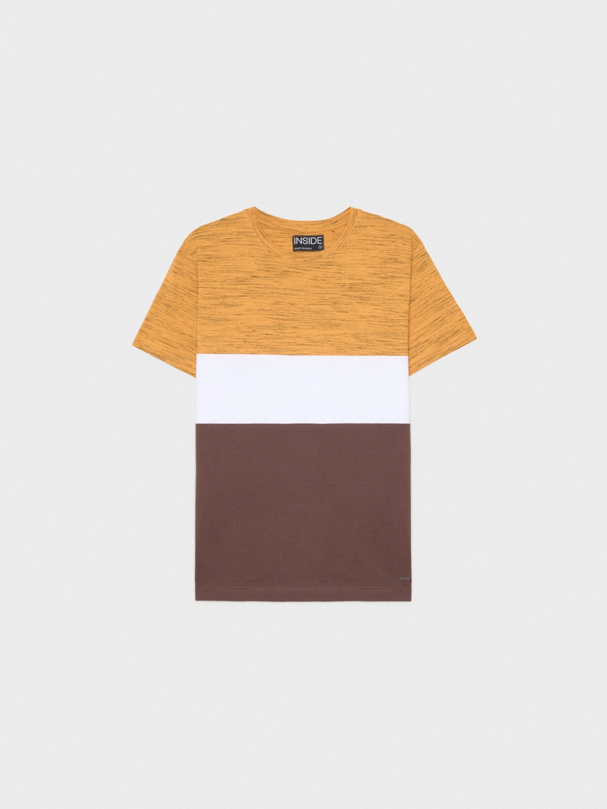  Regular color block t-shirt chocolate front view