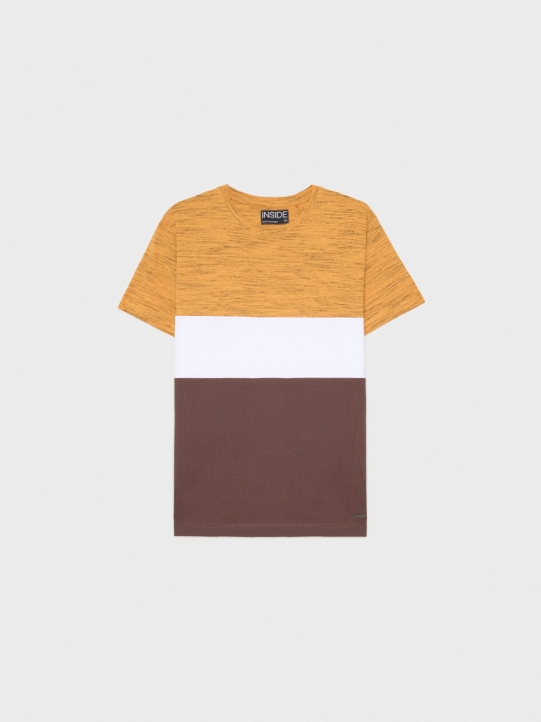  Camiseta regular color block chocolate vista frontal