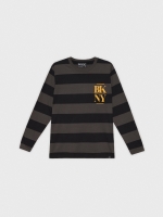 %Pto% BKNY striped T-shirt black front view