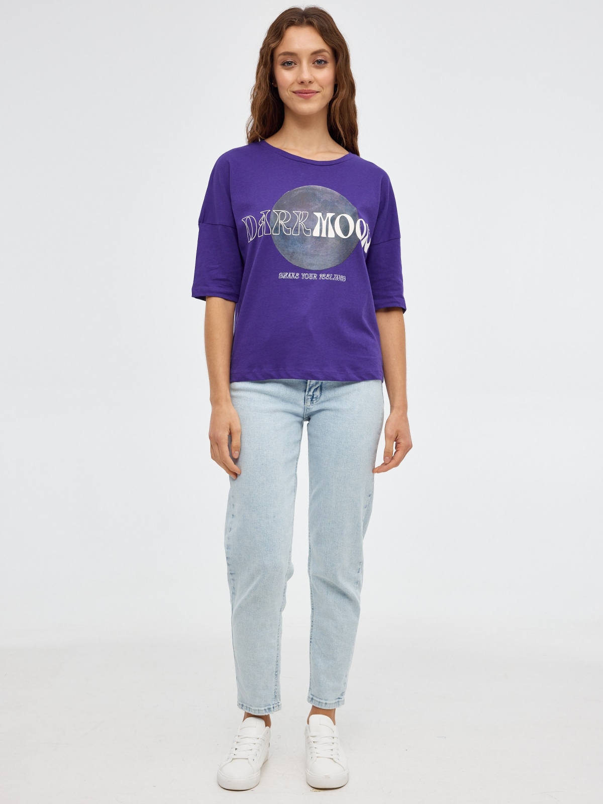 T-shirt com estampado Darkmoon violeta vista geral frontal