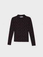 %Pto% T-shirt Perkins slim com flores preto vista frontal