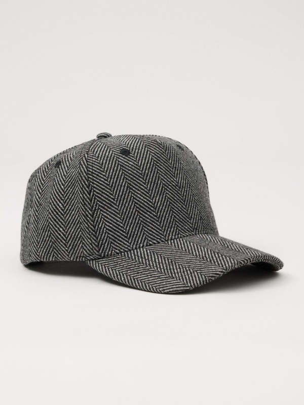 Herringbone cap grey detail view