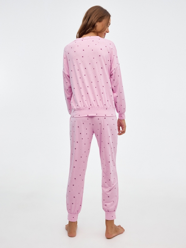 Velvet stars pajamas mauve back view