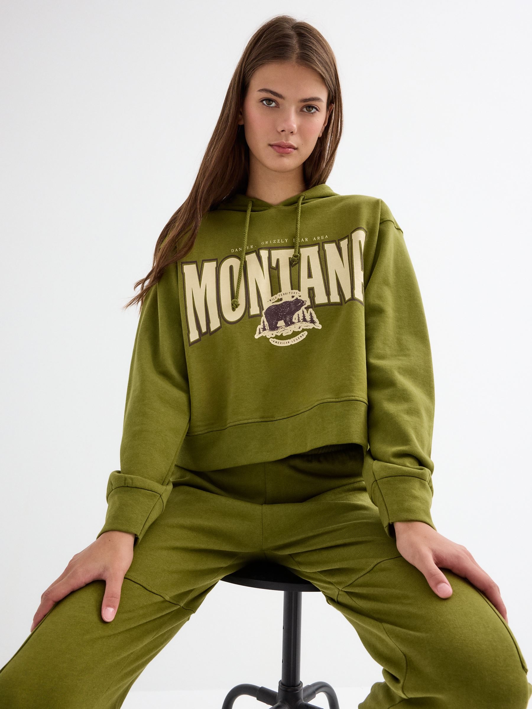 Montana sweatshirt khaki middle front view