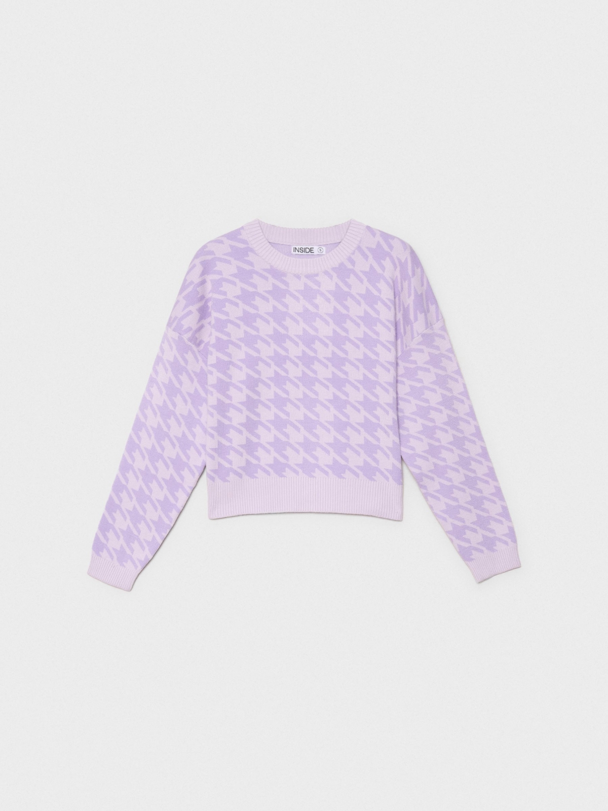  Houndstooth jacquard jumper mauve front view