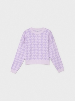 %Pto% Houndstooth jacquard jumper mauve front view